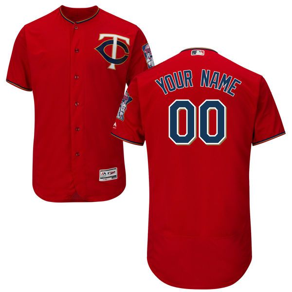 Men Minnesota Twins Majestic Alternate Red Scarlet Flex Base Authentic Collection Custom MLB Jersey->customized mlb jersey->Custom Jersey